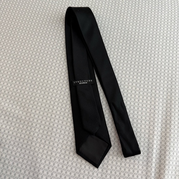 VTG Structure Black Men's 100% Silk Tie NWOT Formal Black Tie Professional VTG - Picture 1 of 5
